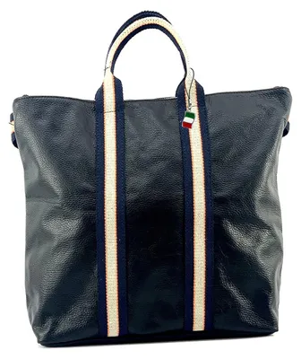 Produktbild von Florence Rucksack Tasche schwarz blau beige Leder Canvas Cityrucksack D2OTF609S