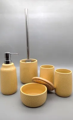 Produktbild von Kleine Wolke Badzubehör Dotty Solaria Wc-Bürstengarnitur, Seifenspender, Becher, Badzubehör:WC-Bürstengarnitur