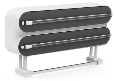 3-in-1 Frischhaltefolien-Dispenser mit Schneider, Küchenrollenhalter, schwarz