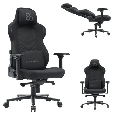 Gaming-Stuhl, schwarz, atmungsaktiver Stoff, ergonomisch