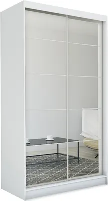 Produktbild von Masseno Schiebetürenschrank FIORELLA 150 cm Kleiderschrank Schlafzimmer Schrank 2-türig mit Spiegel Weiß