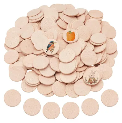 200 runde Holzplättchen, 38 mm, 3 mm, für DIY-Basteln
