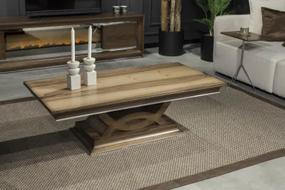 Produktbild von Säulen Couchtisch Brauner Tisch Wohnzimmer Beistelltische Sofatisch Holz