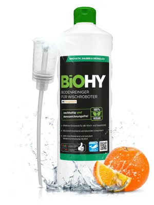 Produktbild von BiOHY Bodenreiniger für Wischroboter Station mit Orangenduft, Wischpflege, 2 x 1 l