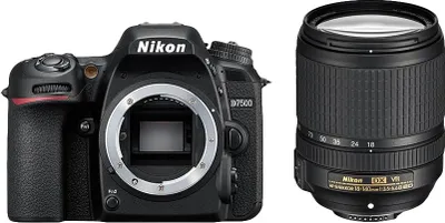 Produktbild von Nikon D7500 + AF-S DX NIKKOR 18-140 VR, 20,9 MP, 5568 x 3712 Pixel, CMOS, 4K Ultra HD, Touchscreen, Schwarz
