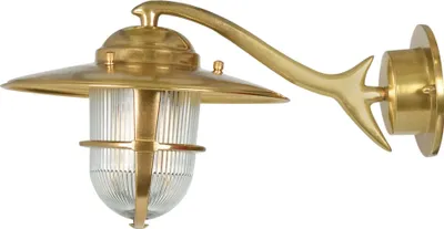 Produktbild von Wandlampe außen Glas Messing massiv E27 IP64 26 cm breit in Maritim Außenlampe Wand