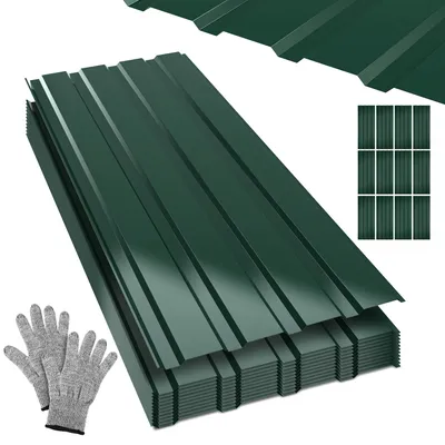 Image de Vigevee, 36 pièces de tôle ondulée pour toiture, dimensions 115 x 45 cm, épaisseur 0,25 mm, couleur verte, pour abri de jardin et carport