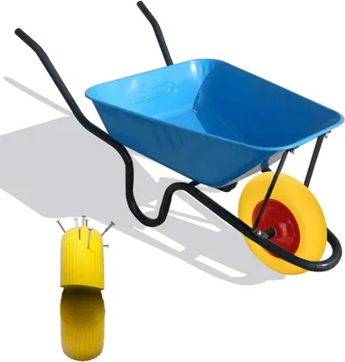 Produktbild von Vollgummi Schubkarrenrad 4.80 4.00-8 Ø 390mm mit Achse, pannensicher, Gelb-Rot