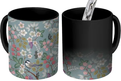 Produktbild von MuchoWow® Zauber Tasse Zaubertasse Magic Blumen - Illustration - Muster 350 ml Farbwechsel Becher Geschenk Geschenkidee - Magic-Tasse - Fototasse - Keramiktassen - Bilder - Tasse Kaffee - Getränkbeche