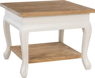 Produktbild von CLP Couchtisch Thordis quadratisch 60 x 60 cm Holz mit 2 Ebenen rustikaler Stil natur/weiß Größe 60x60 cm