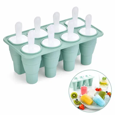 Produktbild von Silikon Eiswürfelform 8 Fächer, BPA frei, flexibel & faltbar, leichtes Entformen, wiederverwendbar für Küche, Cocktails & Eiswürfel