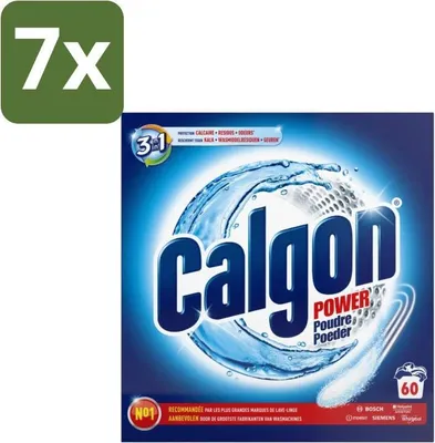 Produktbild von Calgon – Waschmaschinenreiniger-Pulver – 3-in-1 Power Anti-Kalk – 60 Dosen - Vorteilspack - 7 Stücke