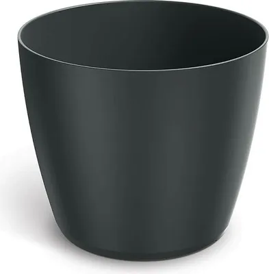 A dark gray pot is shown against a white background.