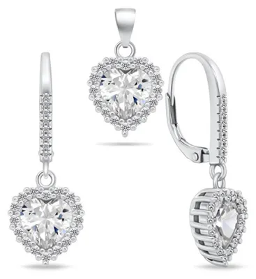 Immagine prodotto di Incantevole set di gioielli a forma di cuore SET195W (ciondolo, orecchini)