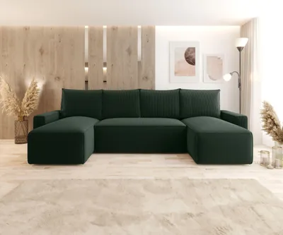 Produktbild von CORNERO Ecksofa mit Schlaffunktion HAVANA in U-Form Sofa mit Schlaffunktion und Bettkasten EckcouchWohnlandschaft in U-Form Grun