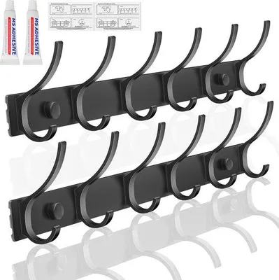 Produktbild von Famanu Wandgarderobe Set mit 12 Haken - Schwarz