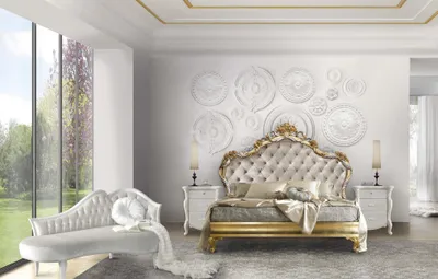 Zdjęcie produktu dla zestaw do sypialni 4-częściowe łóżko + 2x stolik nocny + designerska kanapa z szezlongiem