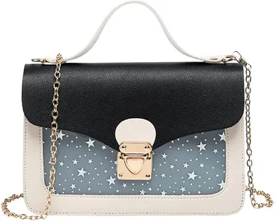 Produktbild von Damen-Schultertasche, trendige Umhängetasche, kleine Messenger Bag mit Kette, Schultertasche, Handytasche, für Kinder, Frauen und Mädchen