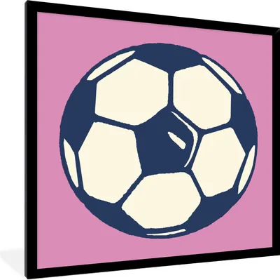 Produktbild von MuchoWow® Gerahmtes Poster Eine Illustration von einem Fußball auf einem rosa Hintergrund - Jungen - Mädchen - Kinder 40x40 cm - Poster mit Schwarzem Bilderrahmen Wandposter Rahmen Foto Bilder - Mit Rahmen - Wanddekoration Schlafzimmer