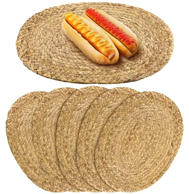 6er Set ovale Seegras-Platzsets, 30x40 cm, natur