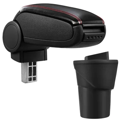 Image de Accoudoir central en cuir, noir et rouge, pour Nissan Micra IV (K13) à partir de 2010