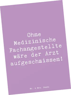 Produktbild von Mr. & Mrs. Panda Postkarte Spruch Medizinische Fachangestellte - Lavendeltraum - Geschenk, Beruf, Grußkarte, Arzt aufgeschmissen, bildkarte, Ansichtskarte, Berufsliebe