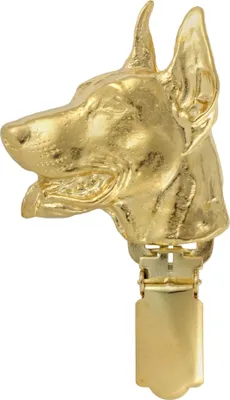 Produktbild von Dobermann - Brosche mit Clip, vergoldeter Startnummernhalter, elegante Hundeaustellungsnadel der Marke Art-Dog