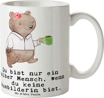 Produktbild von Mr. & Mrs. Panda Kaffeetasse Ausbilderin Herz - Weiß - Geschenk, Beruf, Spruch, Kaffeepott, Teetasse, Kaffeebecher, Becher, Tasse, Witzig, Lustig, Keramiktasse