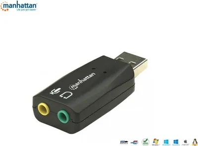 Produktbild von Manhattan Hi-Speed USB 3D Sound Adapter, Verbessert Audiozugriff und -Performance, 5.1 Kanäle, USB