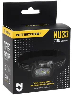 Produktbild von Nitecore NU33, Stirnband-Taschenlampe, Schwarz, Aluminium, Tasten, 1 m, IP66