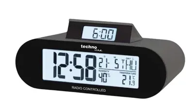Produktbild von Technoline WT 376, Digitaler Wecker, Oval, Schwarz, 12/24 h, F, °C, Blau