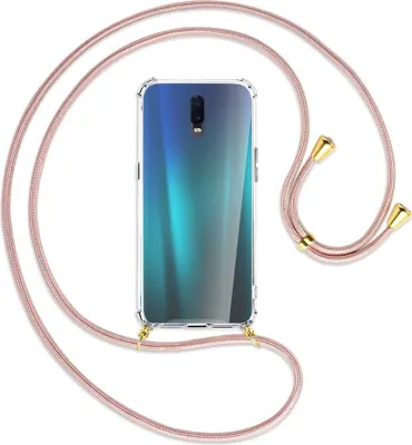 Produktbild von Handykette Backcover-Schutzhülle mit Band (Metall goldfarben) für Oppo R17 / RX17 - roségold