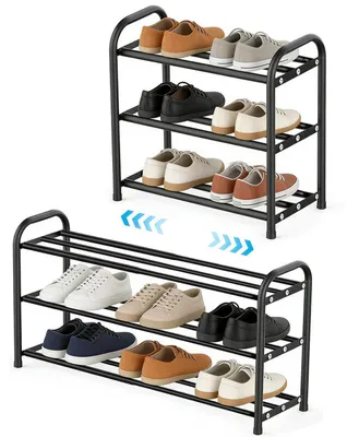 Immagine prodotto di Scaffale per scarpe in metallo, 3 ripiani regolabili, altezza 45-78 cm, colore nero