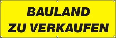Produktbild von Werbeplane / Gerüstplane - p033 - Bauland zu verkaufen - NEU - 300 cm x 100 cm - für Baustelle, Garten, Zaun oder Veranstaltung
