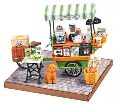 Immagine prodotto di Puzzle 3D, Minicasa DIY Aromatic Coffee Cart, RoLife, 162 pezzi