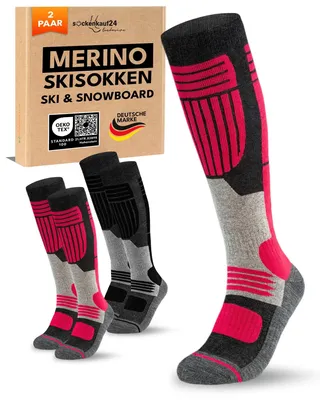 Zdjęcie produktu dla Skarpety narciarskie damskie Merino - 2 pary, ciepłe i wygodne