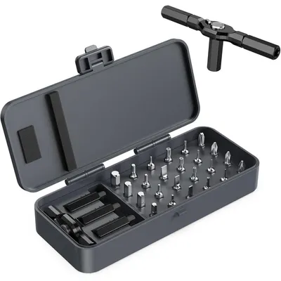 Obrázek produktu pro Sada nářadí Ratschenkasten 24 v 1 s 24 magnetickými bity, ruční sada pro kutily, šedá barva