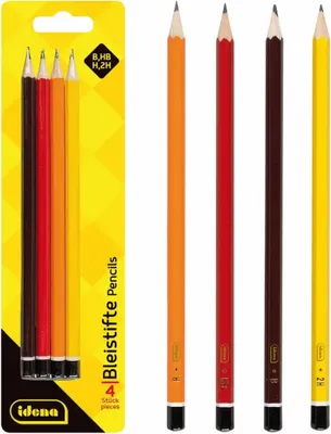 Obrázek produktu pro Idena 20004 Tužka100%, tvrdost H/HB/B/2H, 4 ks