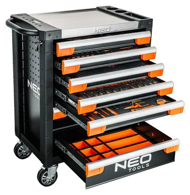 Produktbild von NEO TOOLS PRO Werkstattwagen bestückt mit 329 Teilen, 7 Schubladen Profi Werkzeugschrank, SPCC Stahl