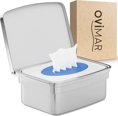 Produktbild von Feuchttücherbox mit Deckel, silber, Edelstahl, für Badezimmer