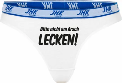Produktbild von Damen Thong Slip - Boxer-0028-woman-white-h-XS - weiß - XS - hinten - Bitte nicht am Arsch lecken - lustiges Motiv - Spruch - Unterwäsche - Unterhose - Freizeit - lustig