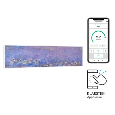 Produktbild von Klarstein Infrarotheizung mit Thermostat, 350W Elektroheizung, Smart Home Bild-Infrarotheizung zur Wandmontage, IR mit IoT/WiFi App-Control, Feuchtraum Flach-Heizkörper, CO2-Freie Wand Heizung