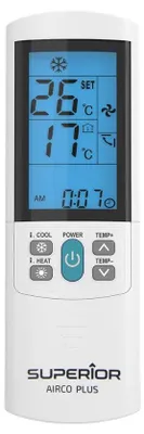 Obrázek produktu pro nuovaVideosuono AIRCOPLUS, Klimatizace, IR Wireless, Tlačítka, Vestavěný displej, Nabíjecí, Bílá