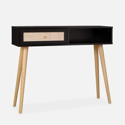 Produktbild von sweeek - Konsolentisch mit Rattangeflecht 100x29x81cm - Schwarz