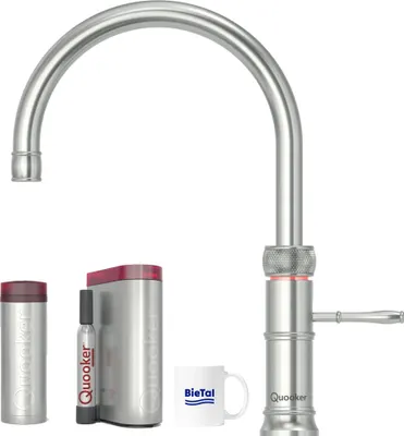 Produktbild von Quooker Wasserhahn Classic Fusion Round Voll Edelstahl & PRO3 & CUBE