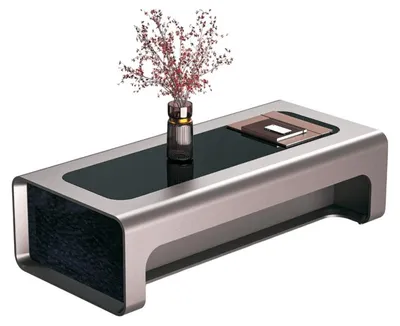 Immagine prodotto di Tavolino moderno di design in nero con struttura in argento