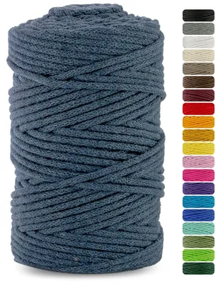 Makramee-Garn 5 mm x 100 m, jeansblau, Baumwollkordel