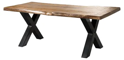Immagine prodotto di MASSIVMOEBEL24 | FREEFORM 5 tavolo da pranzo in legno di mango - verniciato natur / gambe in ferro X antracite lucido 200x100