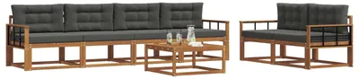 Produktbild von vidaXL Outdoor-Sofagarnitur mit Kissen 7 pcs Natur und Anthrazit