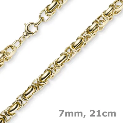 Produktbild von 7mm Armband Armkette Königskette aus 585 Gold Gelbgold 21cm rund abgerundet